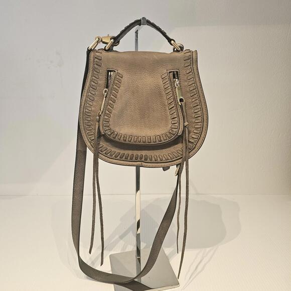Rebecca Minkoff Suede Grey Saddle Small Cross-Body Bag - Picture 1 of 9
